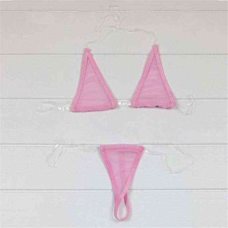 NXY Sexy Set Femmes Sexy Mini Micro Bikini Set Extreme Transparent Triangle BathingSuit Place Top et Bottom G-String String Lingerie Underwear 11