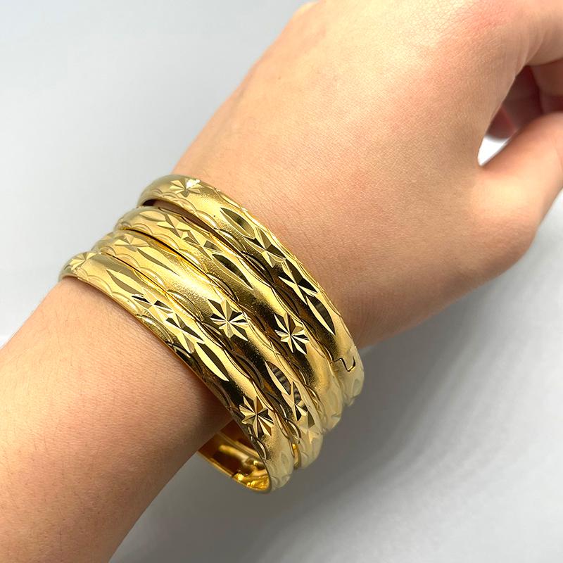 

4pcs Women/man Wedding Bridal Bangles Gold Color Dubai Jewelry Africa Arab Jewely Party Gifts Bangle