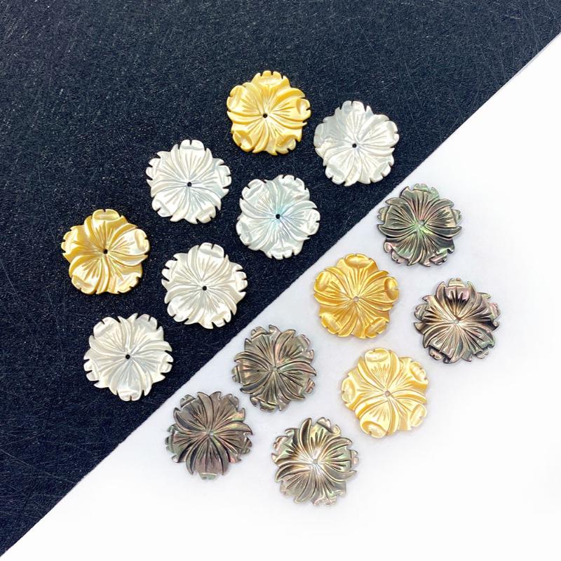

Charms Natural Sea Shell Pendant Carved Flower Shape Suitable For DIY Handmade Earrings Jewelry Making Accessories Charm, Bronze;silver