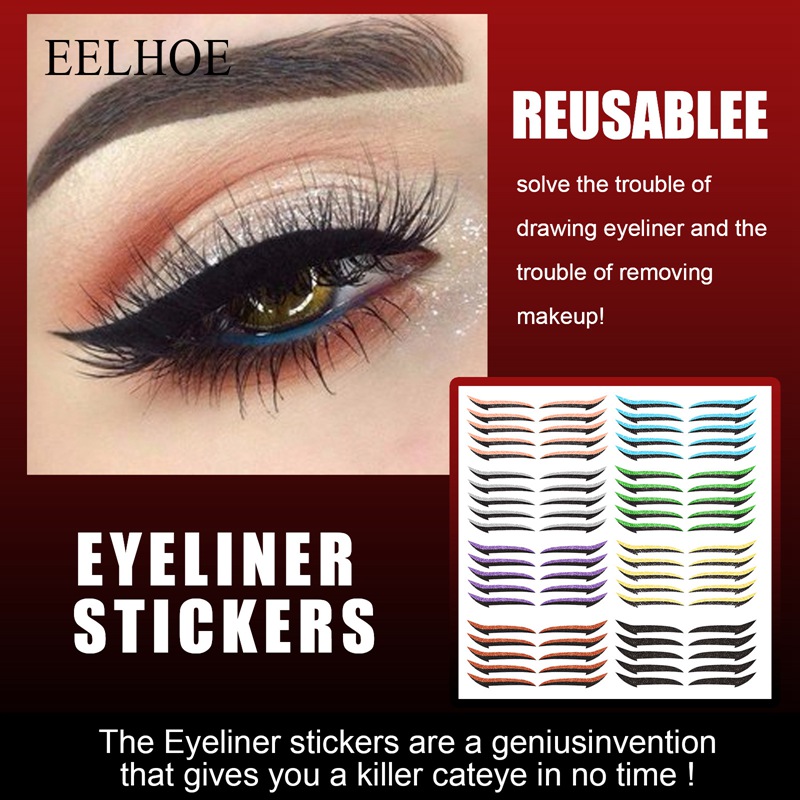 

5Pairs/set Waterproof Eyelid Line Stick Reusable Glitter Eyeliner Sticker Double Sticke Eye Makeup Self-adhesive Cosmetic 1072, As picture show