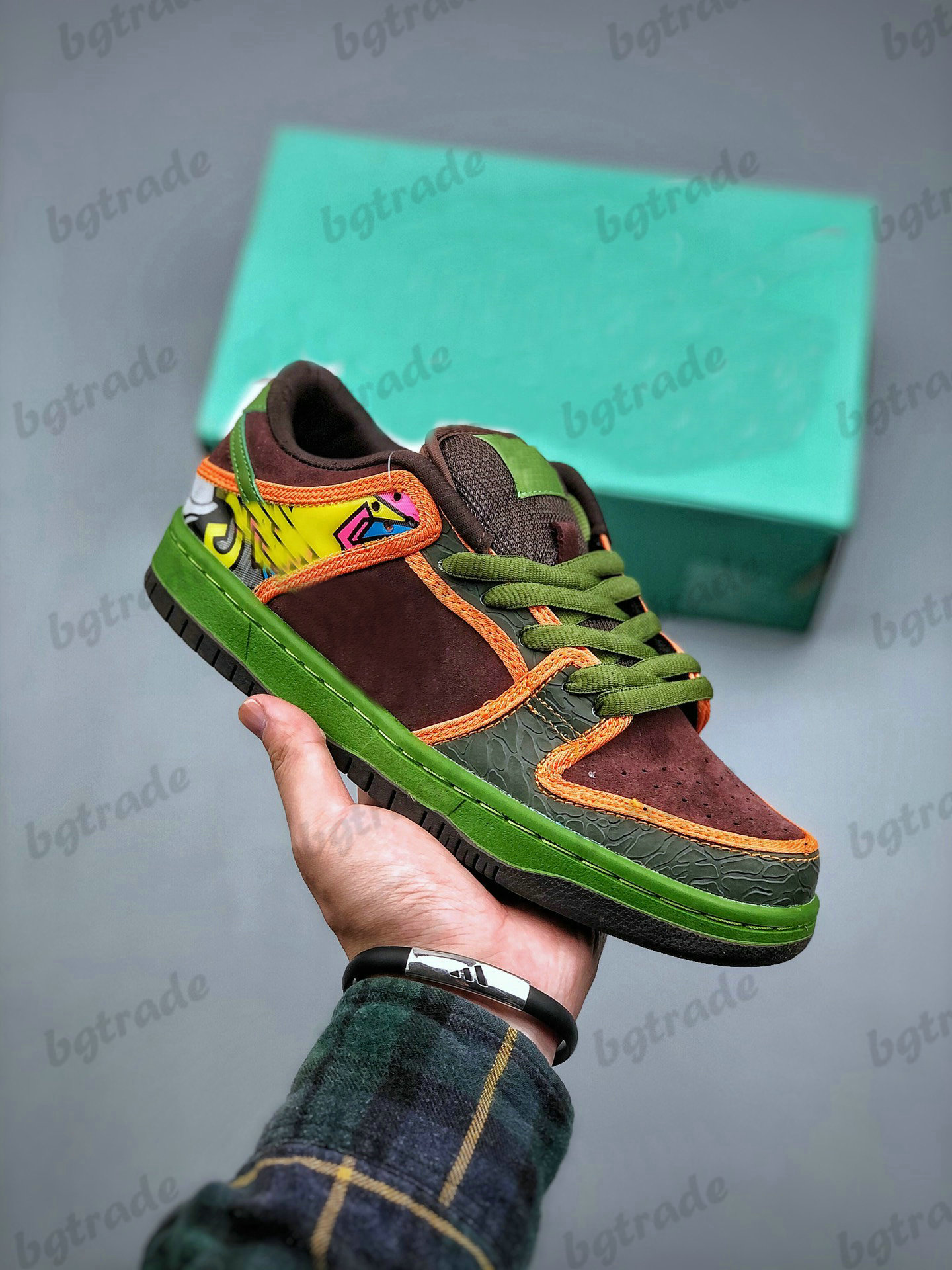 

SB Low Premium De La Soul Designer Skateboard Shoes Chunky Dunky SAFARI/ALTITUDE GREEN-BRQ BRWN rubber/Suede/Leather/Vinyl Trainers Sports Sneakers
