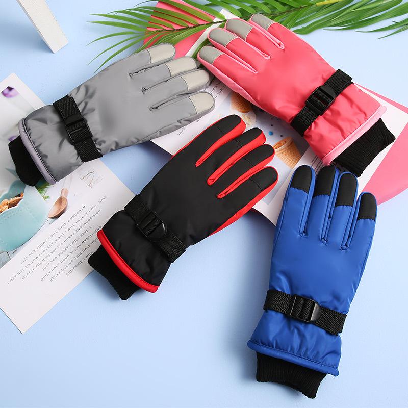 

Children's Mittens Winter Warm Snowboarding Ski Gloves Boy Girl Kids Snow Waterproof Skiing Breathable Air Outdoor, White
