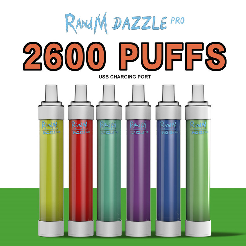 

RandM Dazzle Pro E Cigarette 2600puffs R and M Max Disposable Vape Pen LED RGB Light with Rechargeable 1100mAh Battery