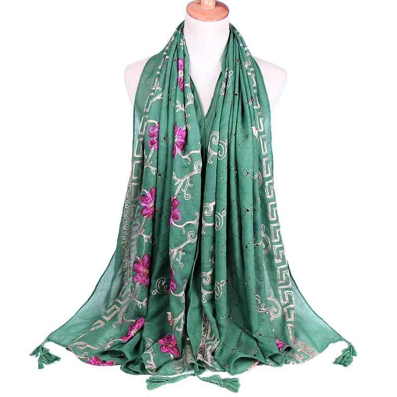 

Scarves 2022 Cotton Scarf Embroidery Flowers National Wind Long For Women Wrap Shawl Stole 37