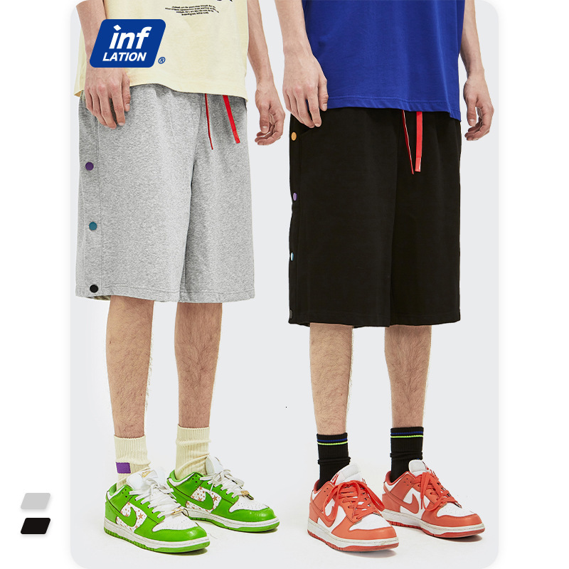 

shorts inf men's clothing - product of spring and summer 2021 personality fashion brand button stitching color contrast guard pants loo, White;black