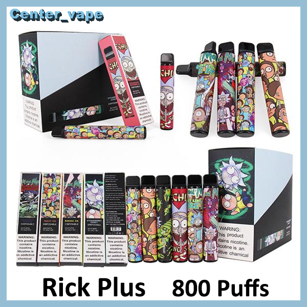 

Rick plus disposable vape Starter Kit 550mAh Battery 3.2ml Cartridge Vape 10 colors 800puffs bars disposable Pod PK puff plus high quality