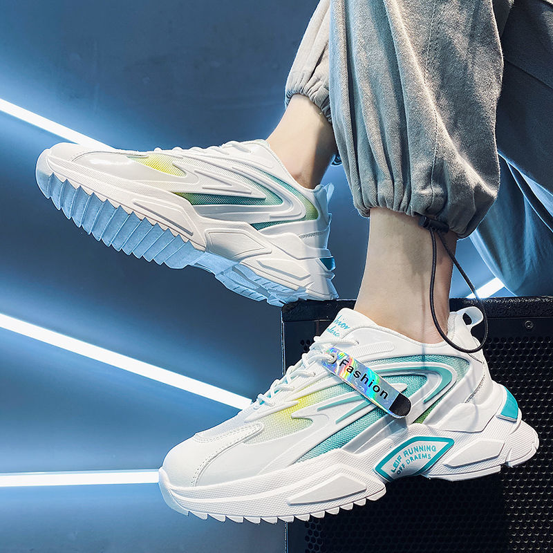

Mens Shoes Korean Style Trendy Mesh Breathable Clunky Sneakers Ins Versatile 2021 New Summer Low Top Heightened Sneakers