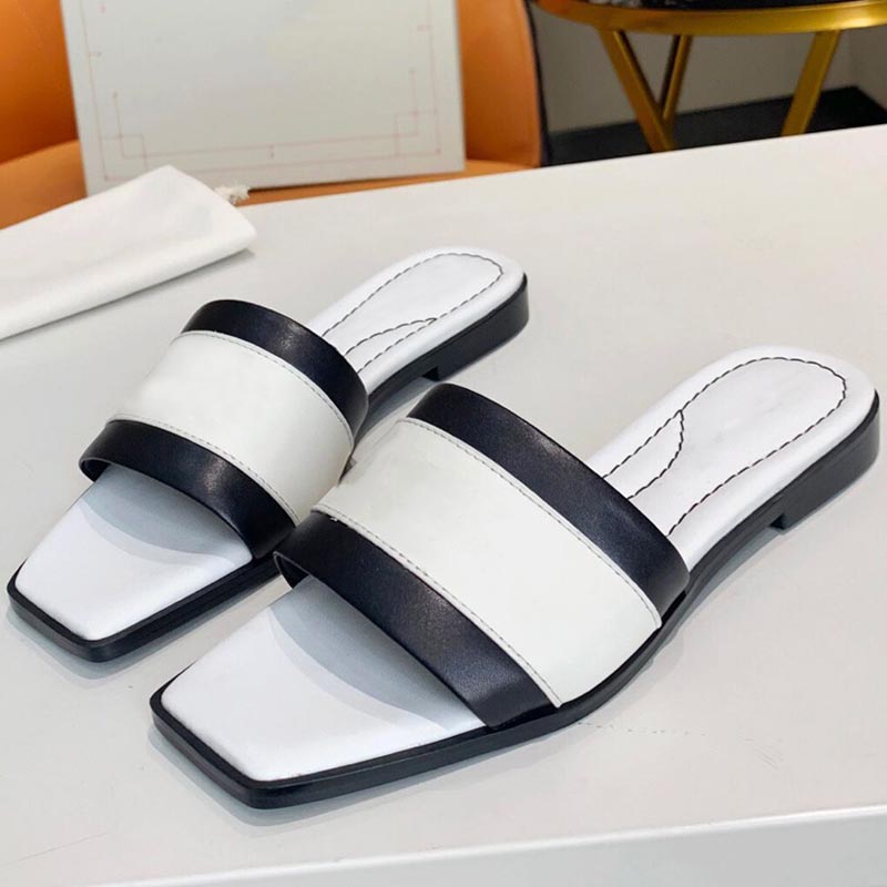 

Designer flat slippers casual comfortable fashion summer women's sandals simple and beautiful leather office work shoes a variety of colors available, Extra shoebox