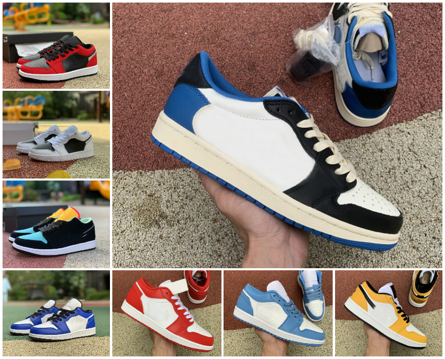 

Travis Fragment 1 1s Men Low Basketball Shoes University Blue Black Toe Court Purple White UNC Light Smoke Grey Reverse Hyper Royal Laser Orange Women Sneakers, Box