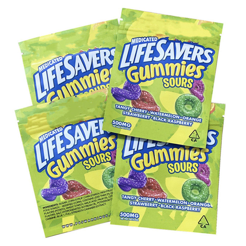 

lifesavers gummies sours Packaging Bags 500MG sour punch bites Zip Lock Edibles Retail Candy Gummy Bag Dry Flower SmellProof Mylar edible