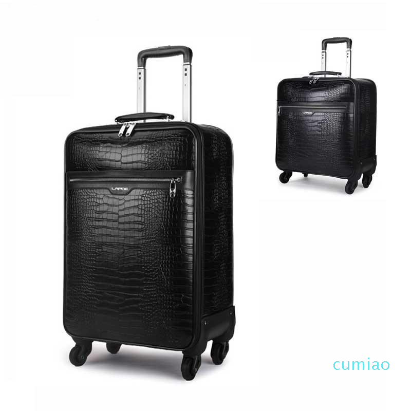 

Suitcases 16"18"20"22inch Men Cabin Travel Suitcase Black Spinner Rolling Luggage Business Boarding Trolley Bag On Wheel