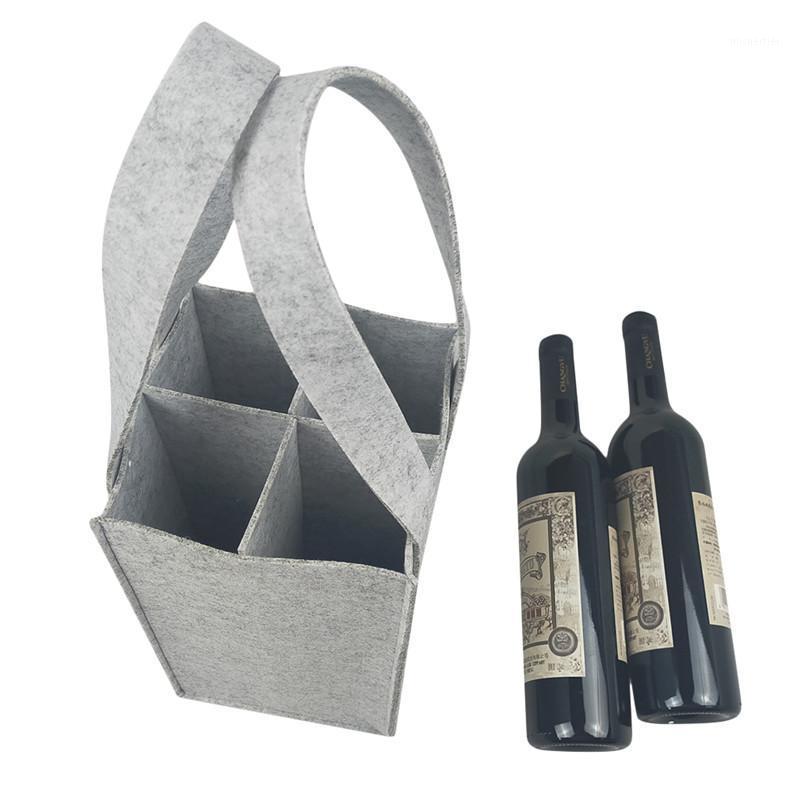 

Gift Wrap 6-grid Felt Wine Bag Beer Bottle Shopping Tote Red Pouch Wedding Party Camping Carrier Package