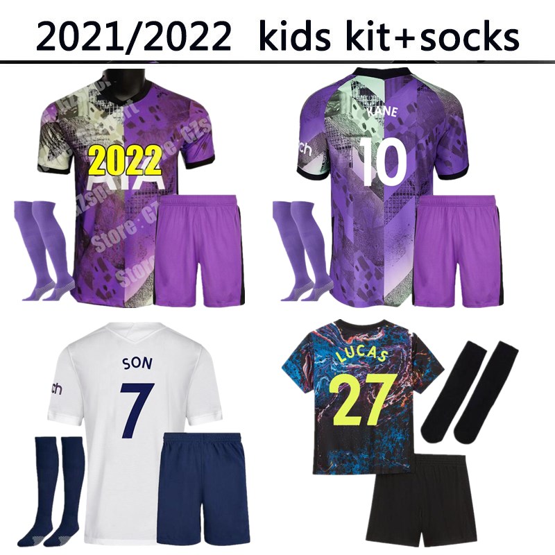 

21 22 DELE SON home away third kids kit socks child TOTTENHAM BALE KANE soccer jersey HOJBJERG BERGWIJN LO CELSO SPURS 2021 2022 LUCAS football shirts uniforms