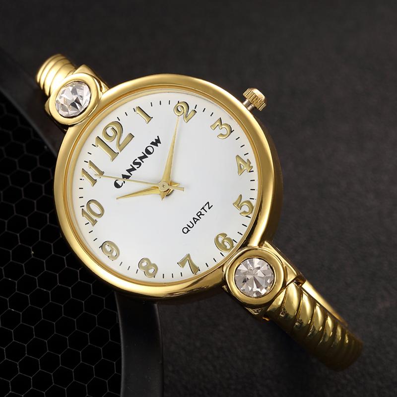 

Wristwatches Design Women Bangle Wristwatch Quartz Crystal Relojes Rhinestone Fashion Female Watches Eleagnt Mujer Clock, Gold