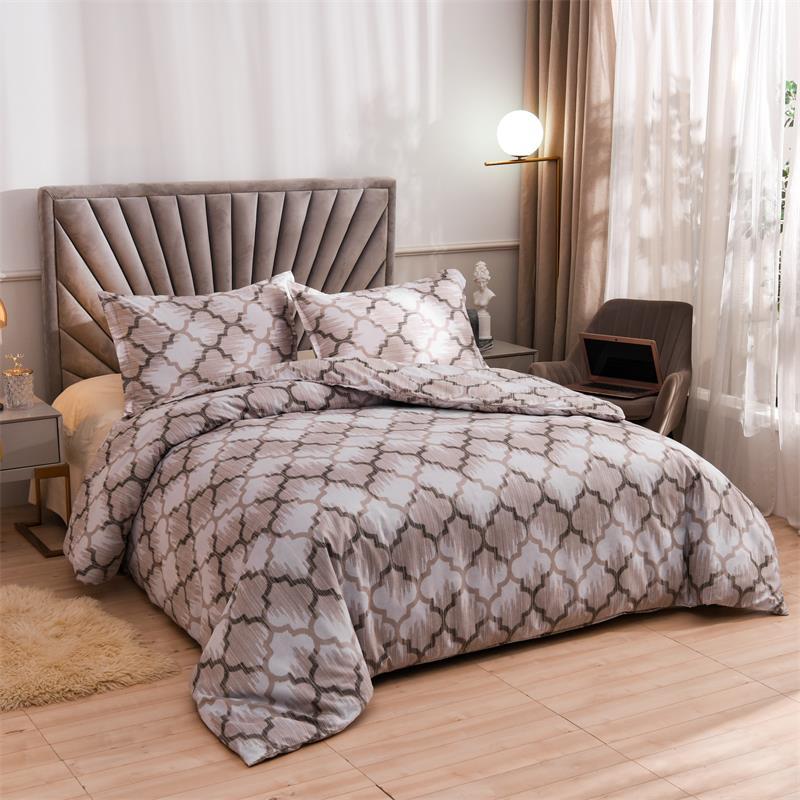 

Bedding Sets Dropship Set Bedroom High-grade Luxury Geometric Bedclothes Classic Colour Grey Yellow Red Duvet Cover Pillowcases, As picture