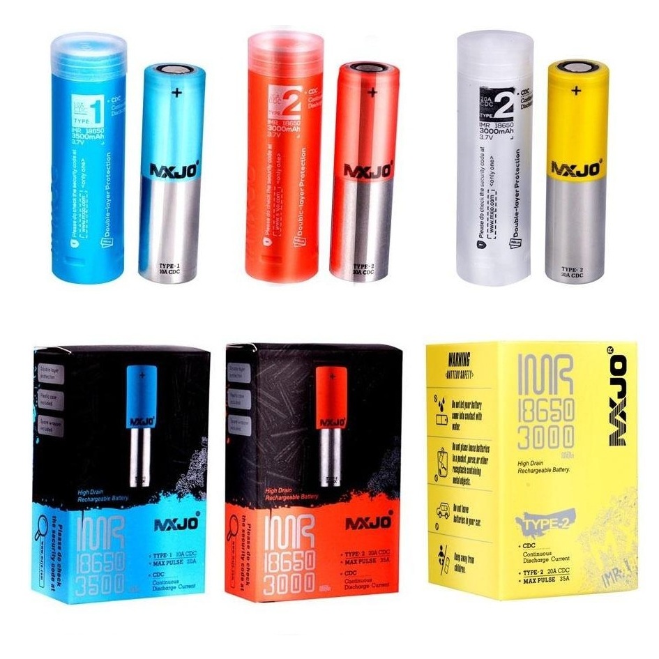 

Original MXJO 18650 Battery Blackcell IMR18650 Type 1 2 Red Blue Yellow Skin Lithium Cells 3500mAh 20A 35A 3100mah Vape Mods
