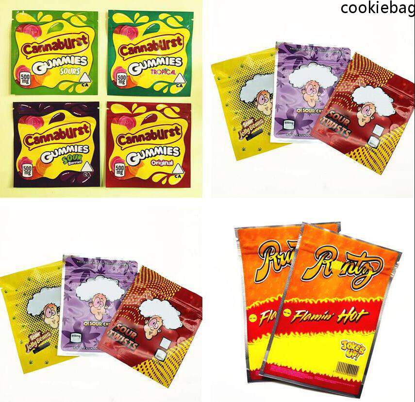 

500mg edible packaging gummy bags Joke's up runtz flamin Sour bites WowHEADS Gas heads 600mg caribo Errlli canaburst 420