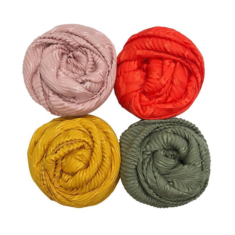 

Scarves 1pcs Mini Ridged Muslim Headscarf Wrinkle Fabric Bandana Islamic Hijab Women Muffler Shawls Lady Solid Crinkled Scarf