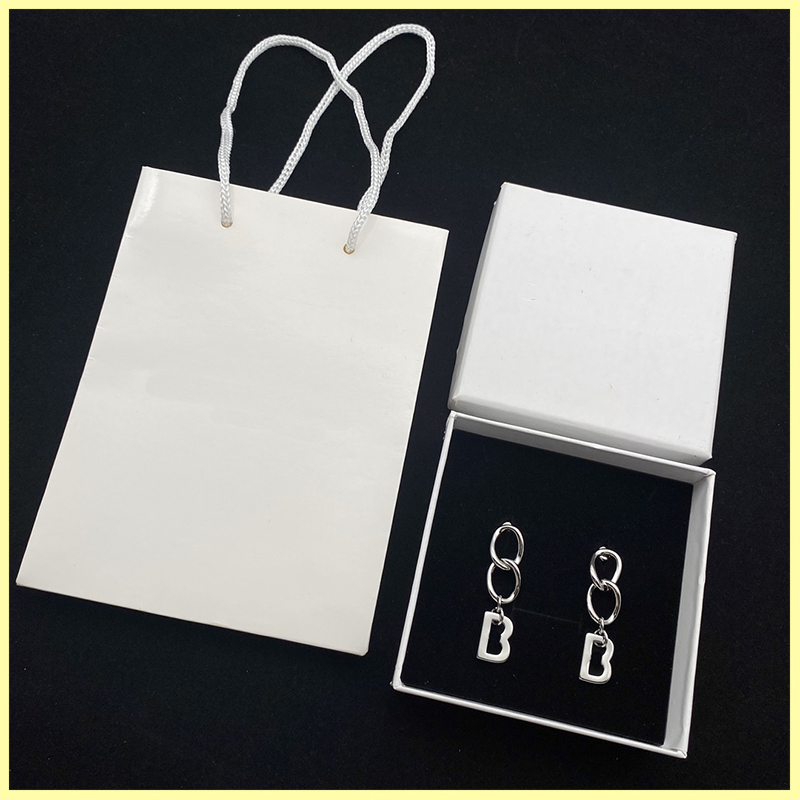 

Ladies Earrings Fashion Women Jewelry Luxury Designer Hoop Earring Studs Earrings Designers Letter B Earring Necklaces Boucles 21072303R, Silver