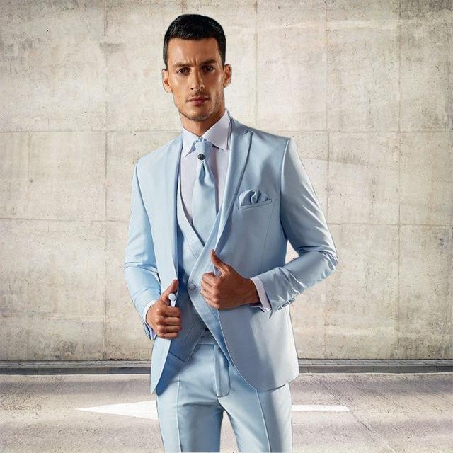 

Men's Suits & Blazers Latest Coat Pant Designs Italian Light Blue Men Suit Slim Fit 3 Piece Groom Tuxedo Custom Fashion Prom Blazer Terno Ma, Beige