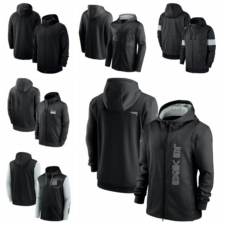 

Las VegasRaidersMen Women Youth Football Sideline Team Performance Full-Zip Hoodie Gray Black, Black;red