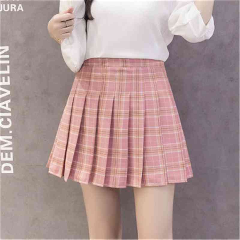 

spring plaid summer women skirt high waist a-line vintage casual lattice mini short pleated skirts lady gray y2k, Black