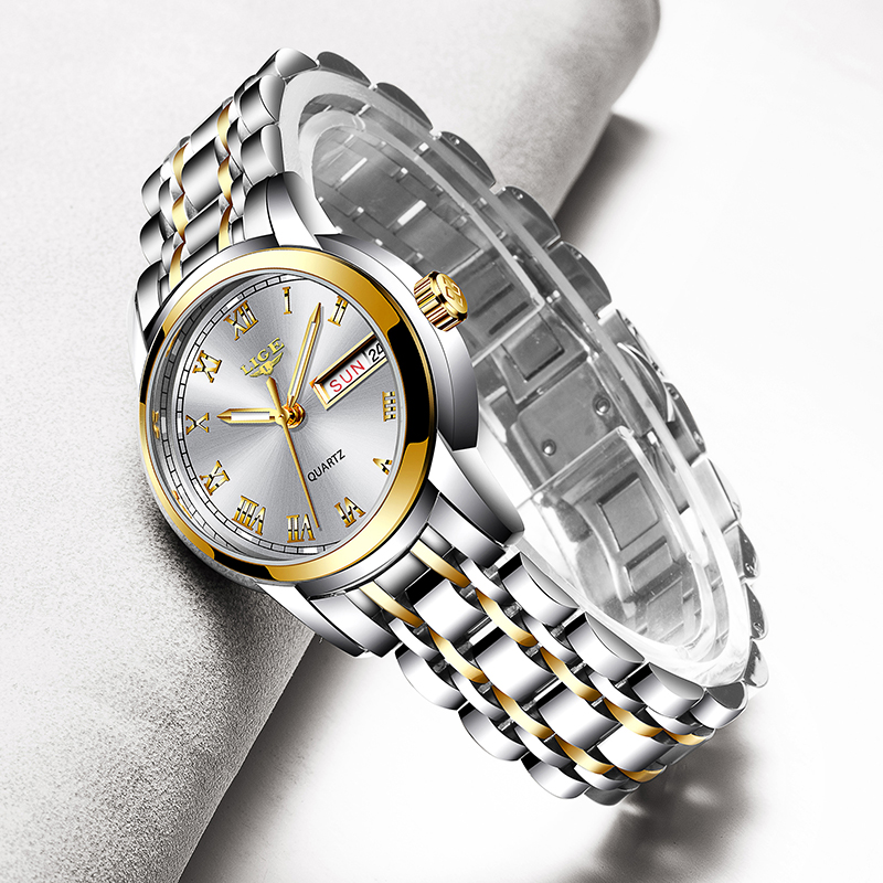 

2021 New Gold Watch Women Watches Ladies Creative Steel Womens Bracelet Watches Female Waterproof Clock Relogio Feminino, Gold blue