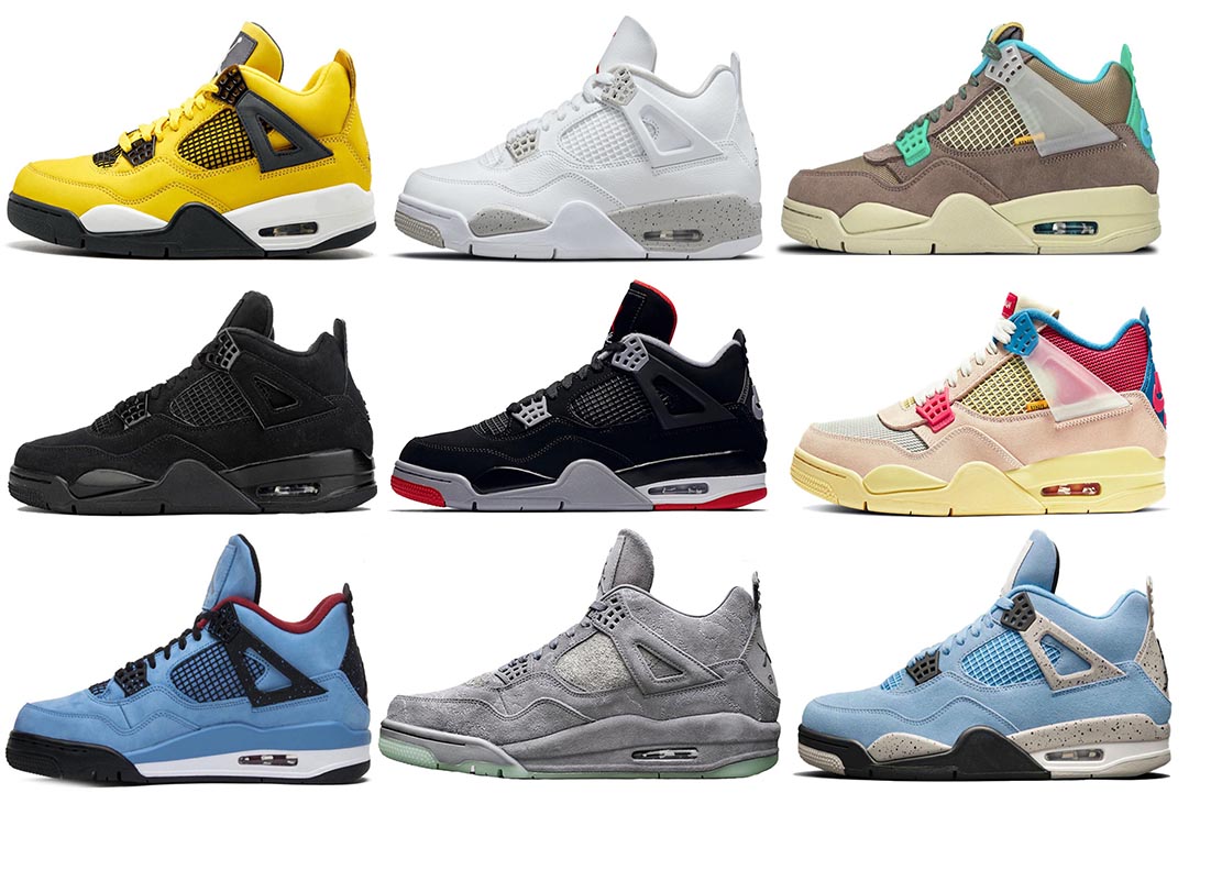 

2021 Authentic Union 4 Taupe Haze Shoes Oreo University Blue KAWS White Black Cat Fire Red Bred Sail Travis Scott 4S Cactus Jack Off Men Women Outdoor Sneakers With box