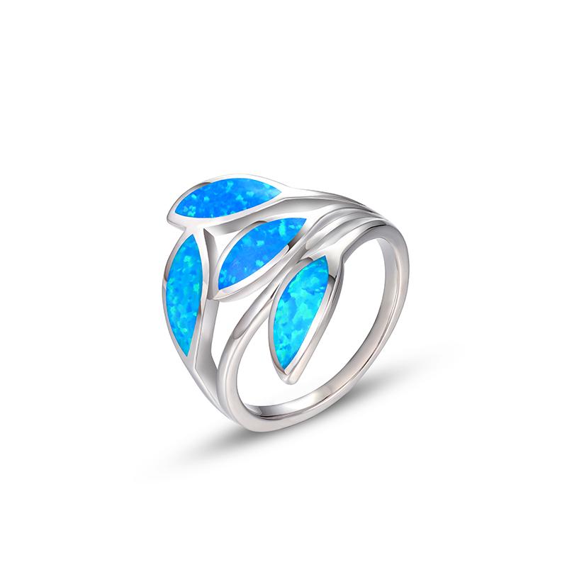 

Cluster Rings Olive Leaf 925 Sterling Silver Jewelry Synthetic Gemstones Opal Ring For Women Geometry Design Classic Simple Female Dating Gi