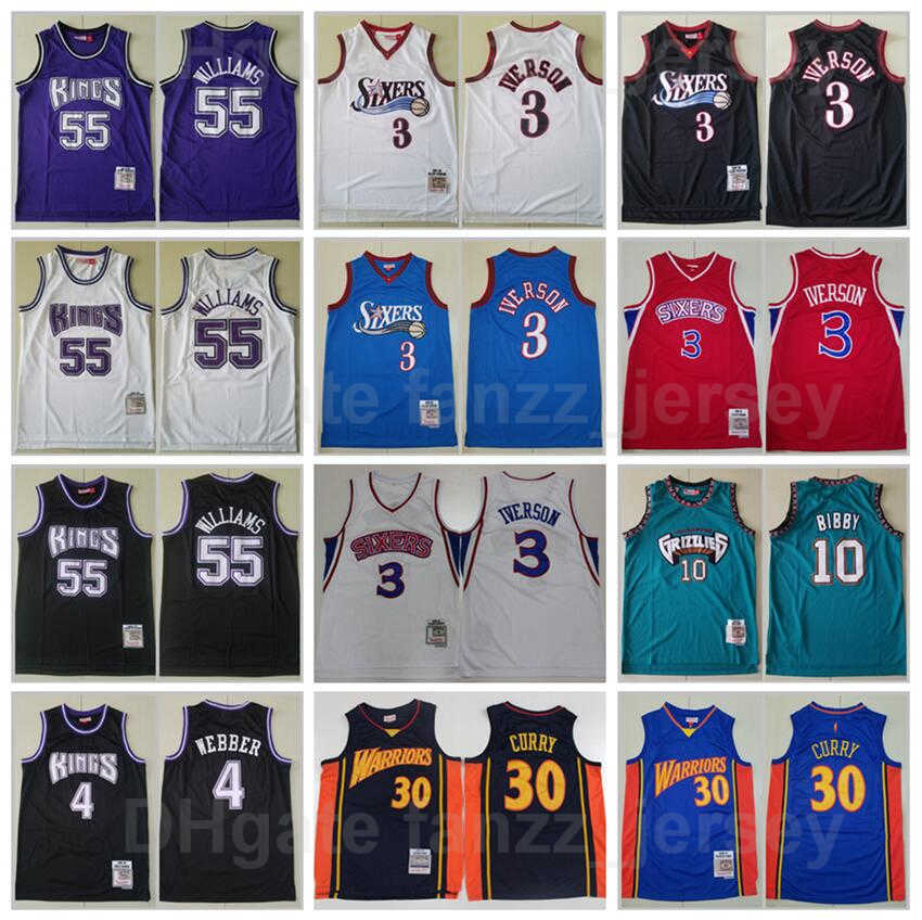 

Men Basketball Mitchell And Ness Jason Williams Jersey Vintage 55 Allen Iverson 3 Chris Webber 4 Michael Mike Bibby 10 Stephen Curry 30, 3 white