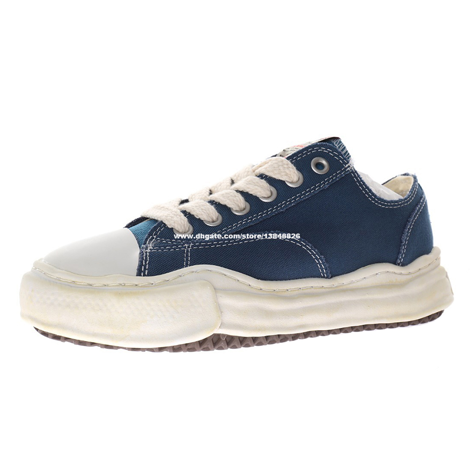 

Maison Mihara Yasuhiro Original Sole Low Cut Canvas Shoes for Men MiharaYasuhiro Toe Cap Sneaker Mens MMY Sports Shoe Womens Sport Women Sneakers in Navy Blue, 3 36-45