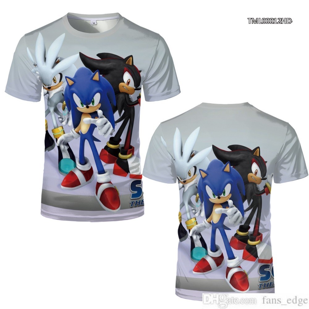 

2020 summer new European and American trend Mens Man Sonic 3D printed T-shirt fashion cool cartoon T-shirt casual street style topsoccer jersey, Black;yellow