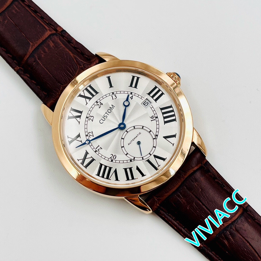 

Luxury Brand Stainless steel Automatic Mechanical Watch Multi-function Roman Numeral Watches Male Sport Clock Waterproof 42mm, Brown