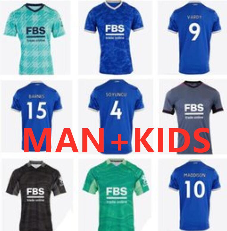 

21 22 Leicester soccer jerseys 2021 CiTy VARDY MADDISON TIELEMANS NDIDI camiseta de fútbol men kids kits+socks full sets maillot de football shirt Thai, Black