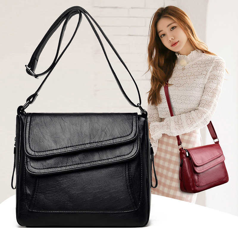 

Middle aged fashion hand high-grade mother's shoulder women's classic versatile diagonal simple soft leather bag, Black
