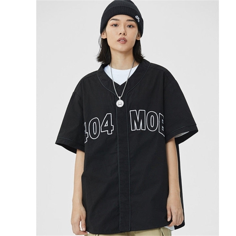 

YICIYA top summer baseball shirt short-sleeved female ins loose Korean men and women half-sleeved t s 210708, Black