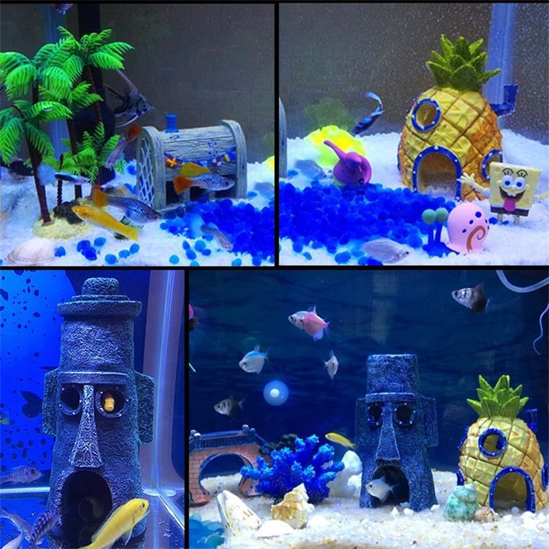Aquarium Landscaping Reptile Box Resin Rockery Fish Tank Aquarium Decoration Simulation Rockery Boat Glass House Octopus Brother-image-691373098