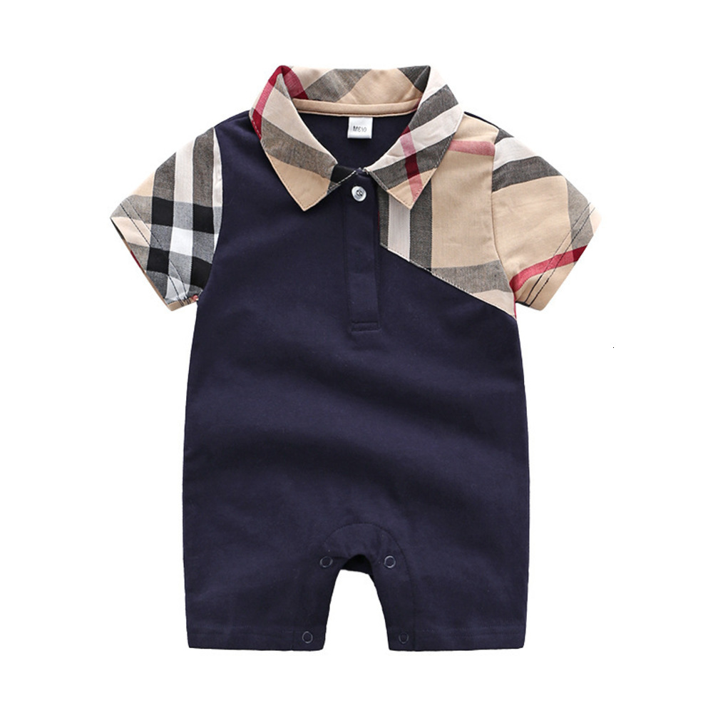 Children&#039;s suit INS fashion Burb brand Baby Clothes Plaid Bodysuit outfit Cotton born Summer short sleeve Romper Kids Designer Infant Jumpsu-image-689010325