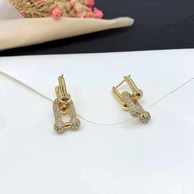 

Special style and shape connect dangle charm drop earring with diamonds in 18k gold plated and platinum for women wedding jewelry gift bracelet PS6724