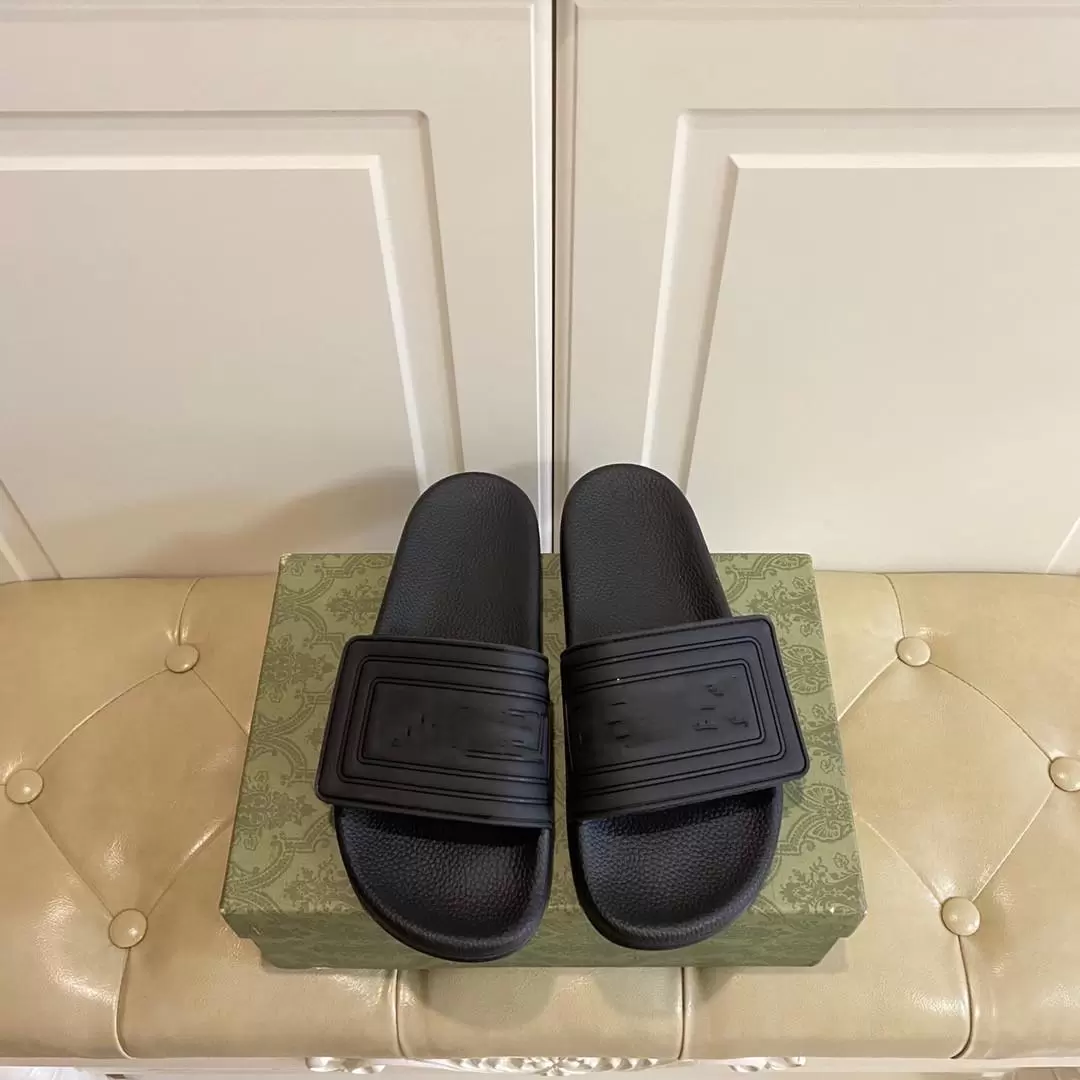 

2022 Designer Slides Mens Women Slippers Summer Sandals Beach Slide Flat platform Ladies Sandali Bathroom Home Shoes Flip Flops Size 35-46, Black
