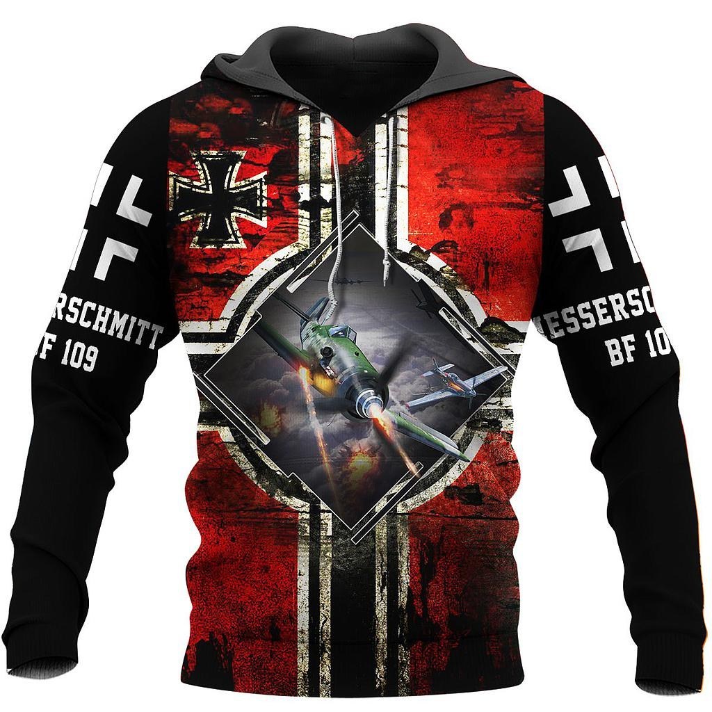 

Mens Designer t shirts Fighter Plane BF 109 3D All Over Printed Hoodie Men And Women Fashion Casual Jackets L0008, Black