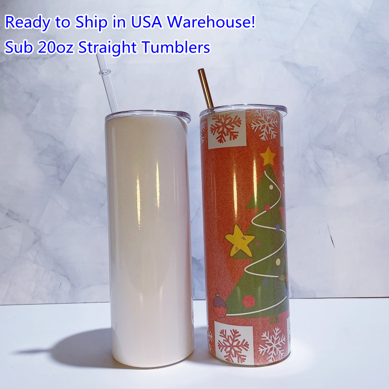

Local warehouse! Sublimation Tumbler 20oz STRAIGHT Tumbler Straight Cups with straws Kid Water Bottle Sippy Cup US-Abroad Shipping USA warehouse, White sublimation