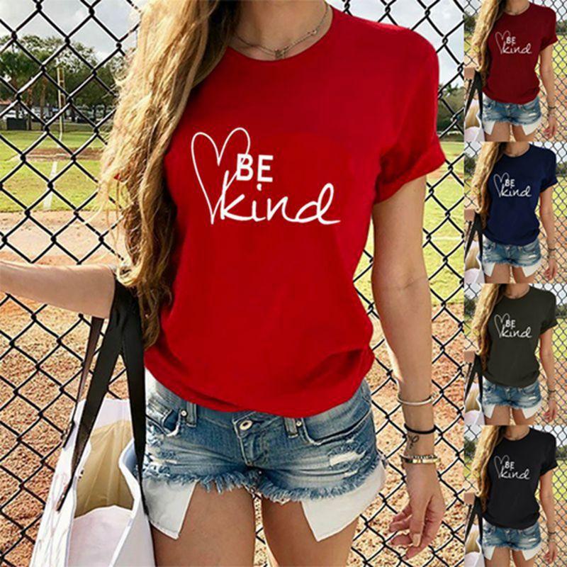 

Printed BE KIND T Shirts Woman Gothic Tee Female Top Plus Size Tshirt, Blue
