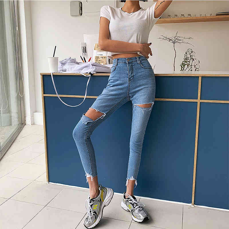 

women's jeans jeans high and soft waist, casual style, stretch, vintage io9b, Blue