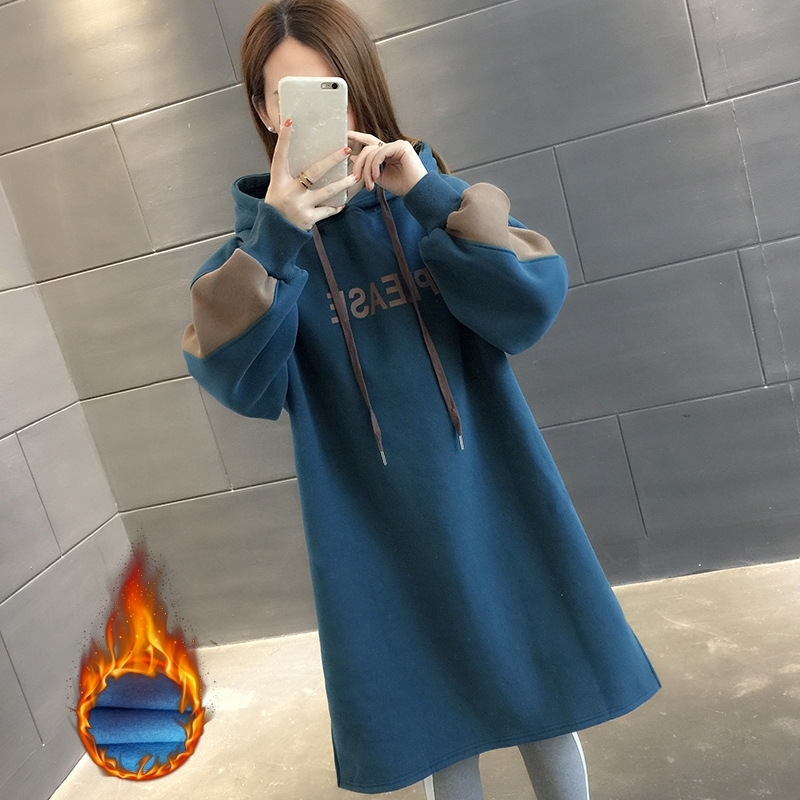 

european middle and long women's sweater 2021 new foreign style small early autumn thickened plush coat, Black