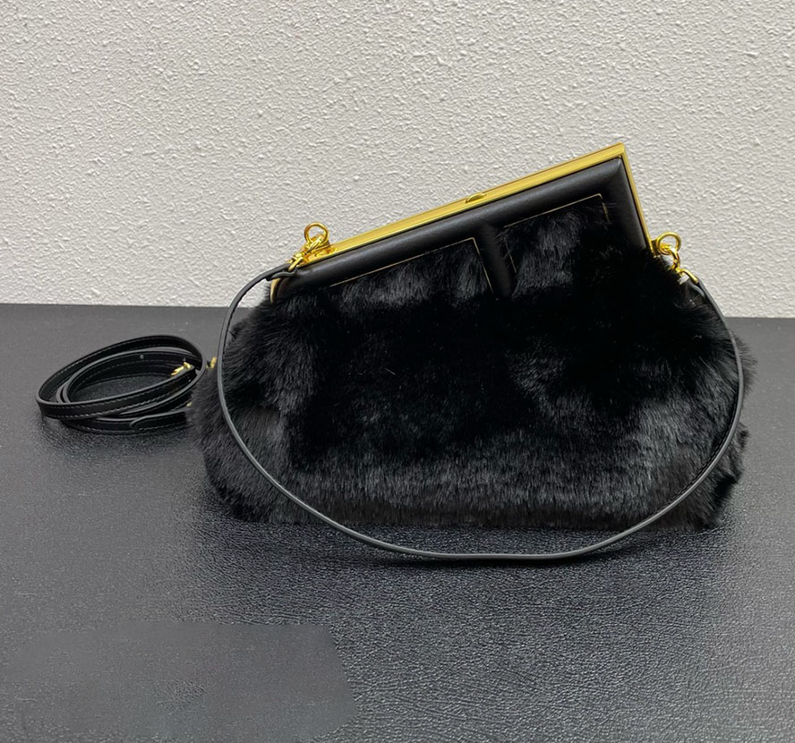 

new classic fashion FD first fur bag women handbag leather Purses Single accrossbag, Pink