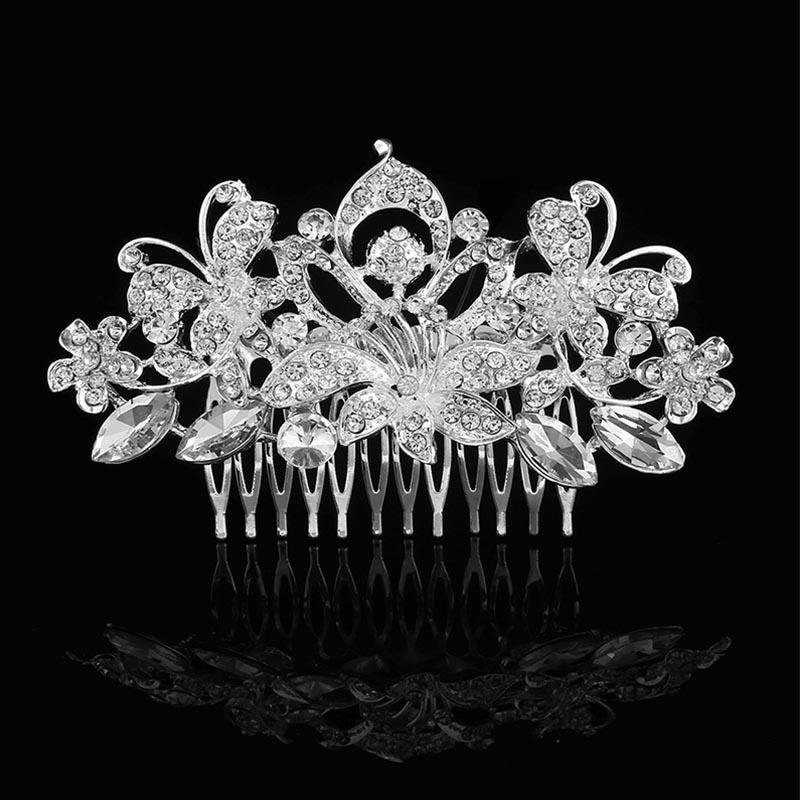 

Hair Clips & Barrettes Silver Haircomb Sparkling Butterfly Crystal White Tiaras Crown Bridal Wedding Jewellery Hairwear Princess Ornaments, Golden;silver