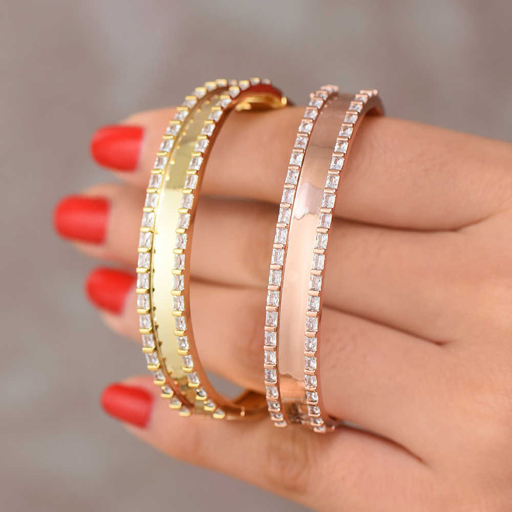 

Godki Cross Stackable Dubai Bangles for Women Wedding 2020 Luxury Full Cubic Zircon Crystal Cz Dubai Bracelet Party Jewelry Q0720