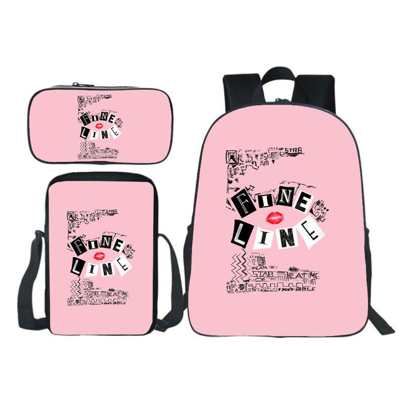 

School Bags H Styles Backpack 3pcs Set Pencil Case Shoulder Bag Fashion Teen Bookbag Boy Girl Children Kids Back To Gift, A01024-black-16ib1