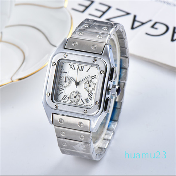 

Mens Steel Sports Top White Dial Watches Date Square Stopwatch Automatic Movement Stainless Watch Strap Men Swiss ARW690 Wristwatches W Tddr, White;black